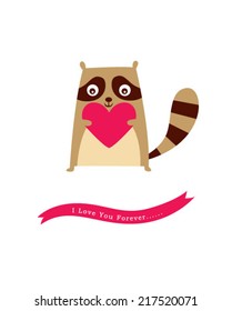 Cute Raccoon Valentine Card