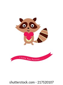 cute raccoon valentine card