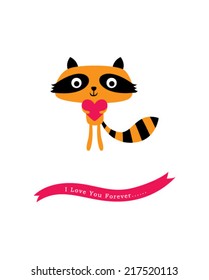 cute raccoon valentine card