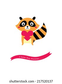 cute raccoon valentine card