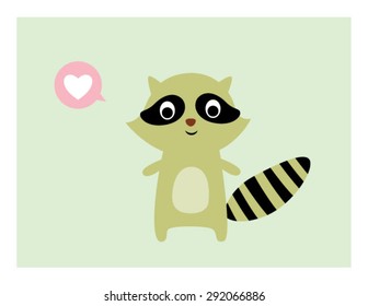 cute raccoon valentine love card