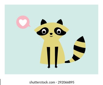 cute raccoon valentine love card