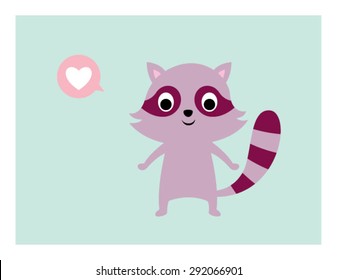 cute raccoon valentine love card