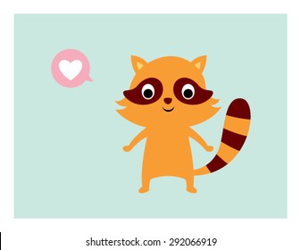 cute raccoon valentine love card
