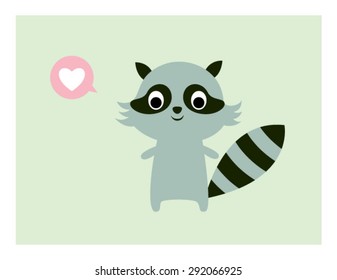 cute raccoon valentine love card