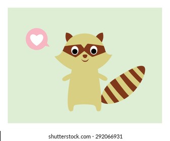 cute raccoon valentine love card