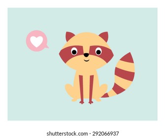 cute raccoon valentine love card