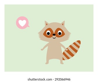 cute raccoon valentine love card