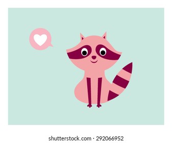 cute raccoon valentine love card