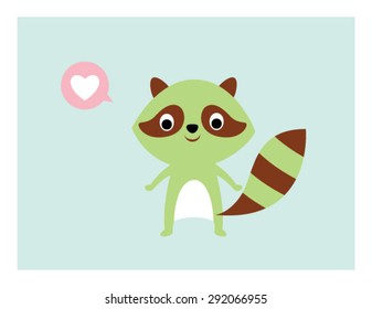 cute raccoon valentine love card