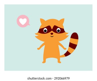 cute raccoon valentine love card