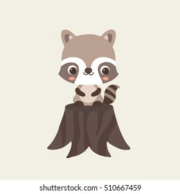 Cute Raccoon - Vector