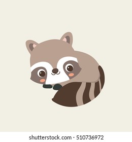 Cute Raccoon - Vector