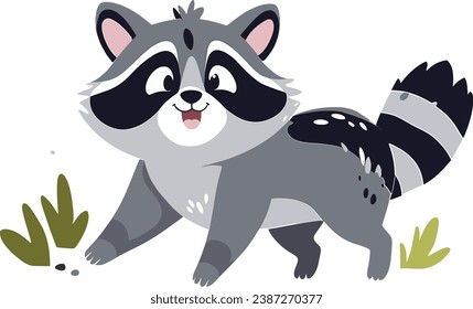 Arte vectorial de mapache, un carácter caprichoso con un atractivo adorable.