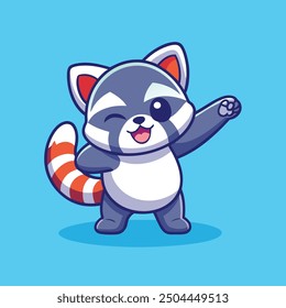 cute raccoon vector icon illustration