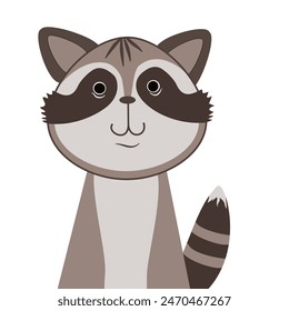 Cute raccoon vector illustration. Can be used for t-shirt print, kids wear fashion design, baby shower invitation
