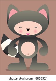cute raccoon vector manga illustration! Very easy to pose or make your own edits