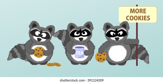  Cute  Raccoon vector set  create your own raccoon
