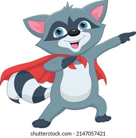 cute raccoon wearing superhero costume