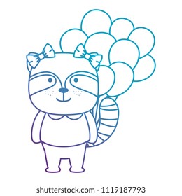 cute raccoon witth balloons helium character icon