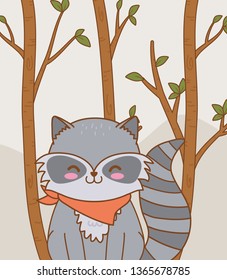 cute raccoon woodland character