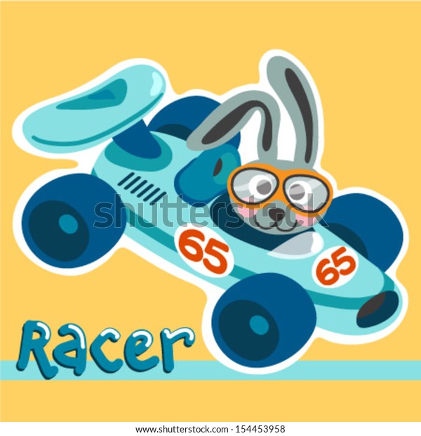A
Cute Race Car and a Rabbit illustration for baby
style