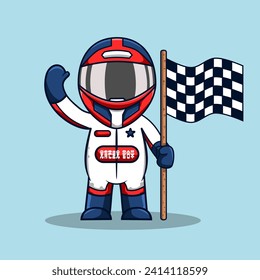 Cute racer wearing helmet and suit vector illustration