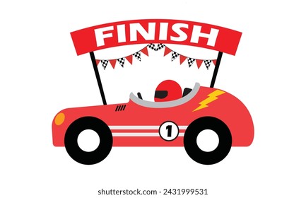 Cute racing car with driver clipart