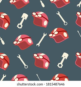 cute racing helm cartoon seamless pattern print surface design illustration