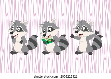 cute racoon animal cartoon illustration