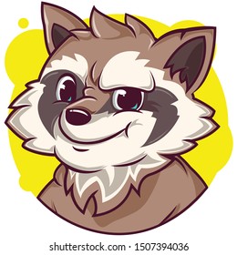 cute racoon avatar with yellow background