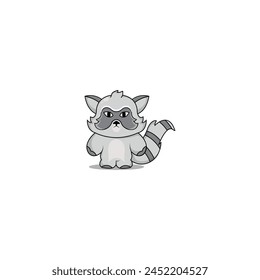 cute racoon cartoon illustration concept pose cute animal icon vector illustration collection