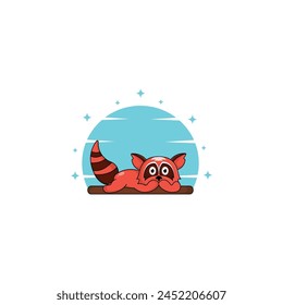 cute racoon cartoon illustration concept pose cute animal icon vector illustration collection