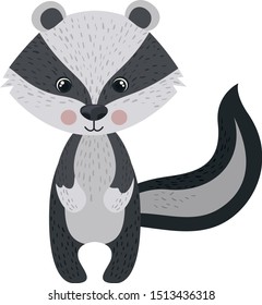 Cute racoon, illustration, vector on white background.