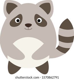Cute racoon isolate on white background. Vector illustration in cartoon style