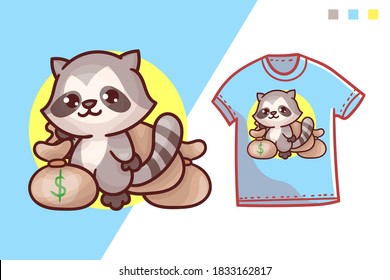 cute  racoon t-shirt template design