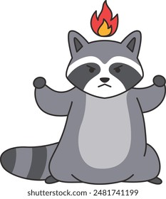 Cute racoon vector illustration isolated on white
