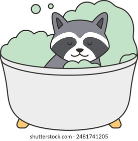 Ilustración vectorial de mapache lindo aislado en blanco