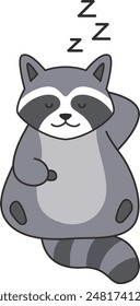 Cute racoon vector illustration isolated on white