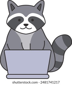 Cute racoon vector illustration isolated on white