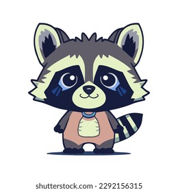 Cute racoon wearing shirt. Vector hand drawn illustration.