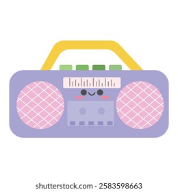 Cute radio element in kawaii style. Suitable for clip art, stickers, flat design graphic illustration