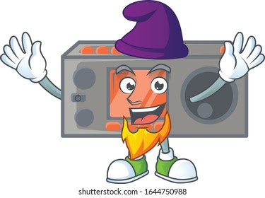 Cute radio transceiver mascot icon performed as an Elf on the stage