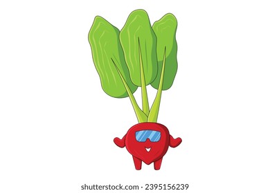 Cute Radish Character Design Illustration