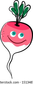 Cute radish, illustration, vector on white background.