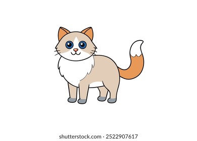 Cute ragdoll cartoon vector illustration in a playful style Perfect for kids designs playful projects and fun themed artworks