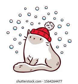 Santa Cat Doodle Cute White Cat Stock Vector (Royalty Free) 1280288413 ...