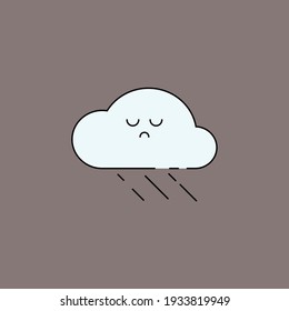 Cute rain cloud Illustration, sad face icon. weather vector icon modern and simple flat symbol for graphic in trendy flat design style.