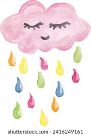 linda nube de lluvia con ojos cerrados ilustración