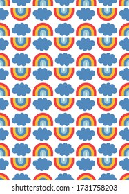 Cute rainbow baby seamless pattern. Vector illustration.
